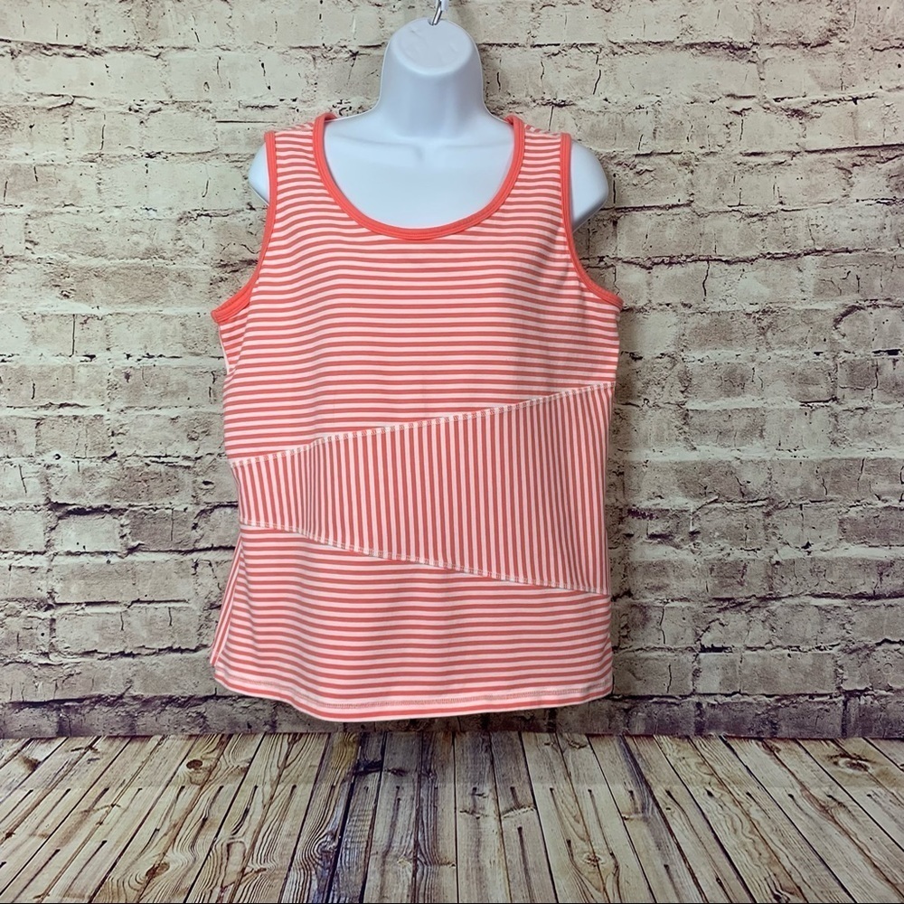 Denim & Company Active Coral Striped Tank Top